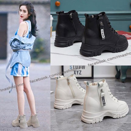 giày boot cổ cao đế độn 8cm hàn quốc nữgiày boots  boots đế cao giày boot quảng châu giày boot vải bốt đế độn