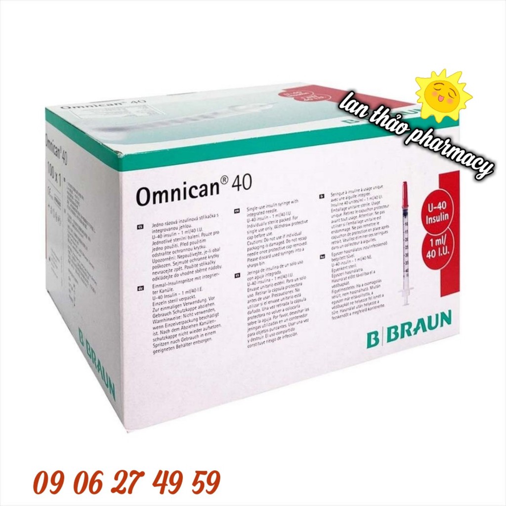 [hộp 100 cây] KIM TIÊM TIỂU ĐƯỜNG ĐẦU ĐỎ OMNICAN 40 CHÍNH HÃNG BBraun kim đầu đỏ