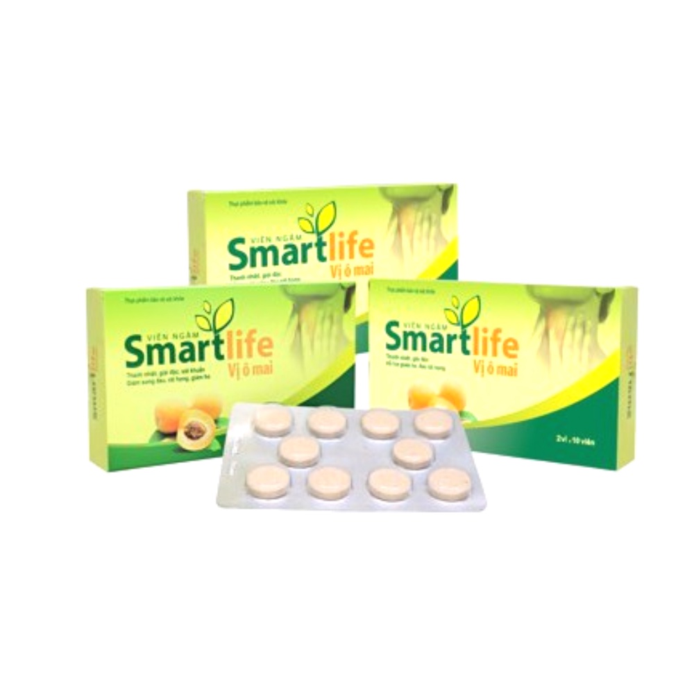 Viên ngậm ho Smartlife vị ô mai hỗ trợ giảm ho đau rát họng thanh nhiệt giải độc hộp 20 viên