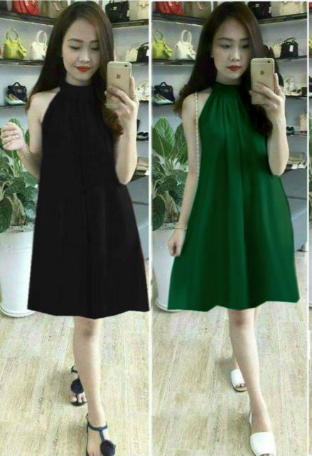 Đầm Bầu /đầm suông cổ yếm chất voan 2 lớp cao cấp | BigBuy360 - bigbuy360.vn