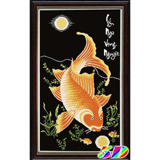 Tranh thêu 5D Lý Ngư Vọng Nguyệt (Phải)