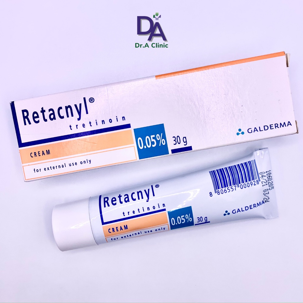 Retacnyl Tretinoin 0.05 Cream Galderma dạng kem cho da mụn ẩn mụn đầu đen và chống lão hóa - Dr.A Clinic