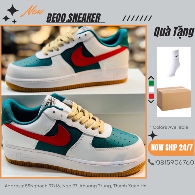 Giày thể thao nike_gucci, Giày AF1 GC xanh đỏ nam nữ siêu hot ( Full box + bill )