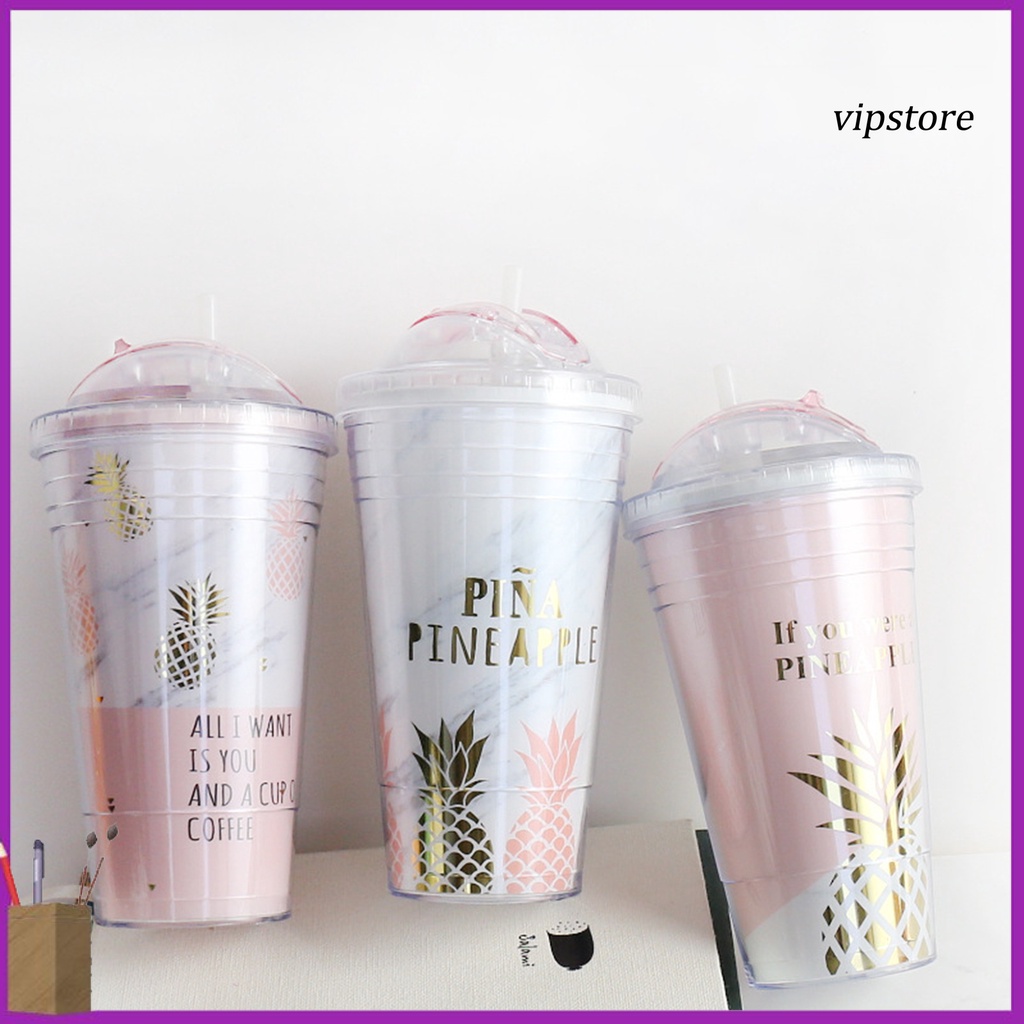 Bình nước nhựa hai lớp không chứa BPA có ống hút cho học sinh