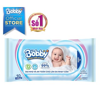 [Mã FMCG80 giảm 10% đơn từ 400K] [MKB Gift] Gói Khăn Ướt Bobby Không Mùi (10 Miếng/Gói)