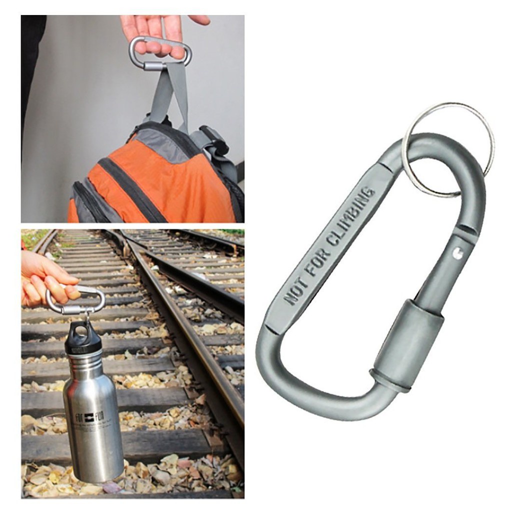 Móc Khóa Nhôm Đa Năng Carabiner Chữ D Khoá Xoay 8cm