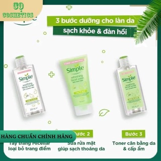 ❤ Combo Simple Sữa rửa mặt, Nước tẩy trang, Nước hoa hồng