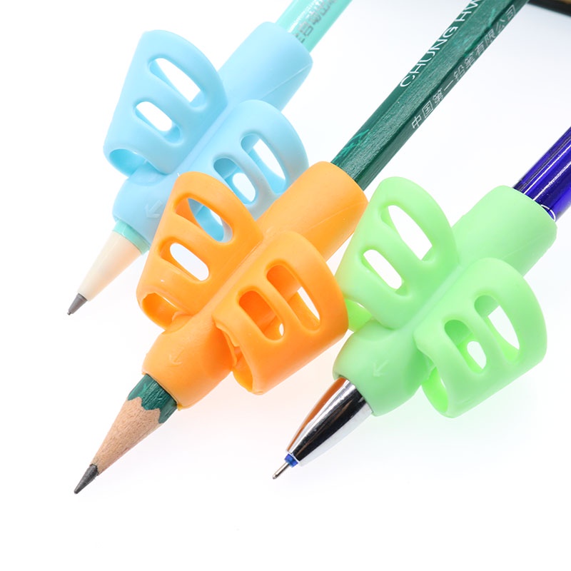 Set 3 giá đỡ bút viết chữ TPR hai ngón tay cầm tiện dụng cho học sinh