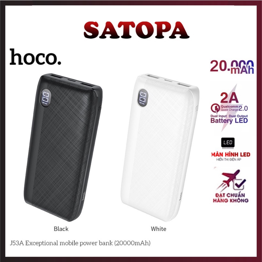 Sạc dự phòng 20000mah HOCO J53A pin sạc dự phòng chính hãng hỗ trợ sạc nhanh dùng cho iphone samsung xiaomi - SATOPA