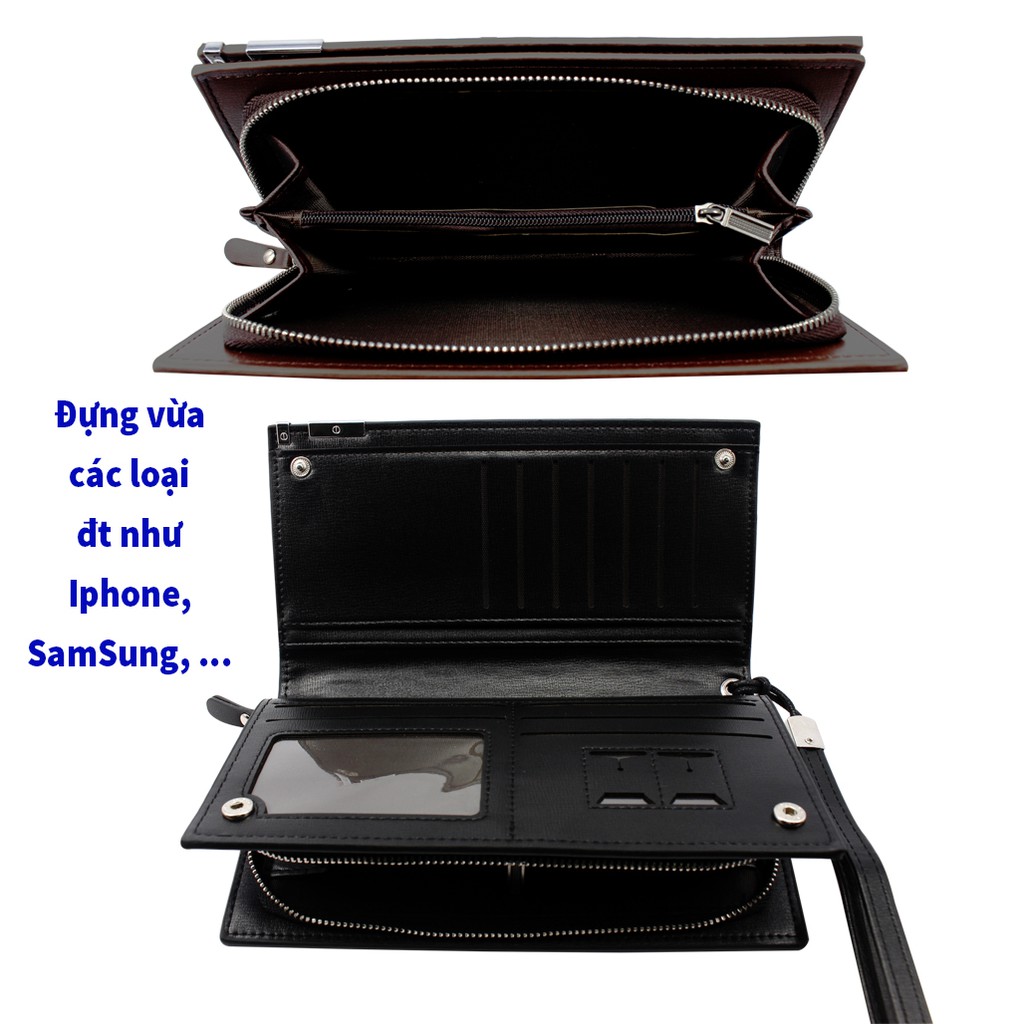 Bóp Ví da Cầm Tay Nam Nữ dáng đứng dài sang trọng xinh xắn Unisex Baellerry Thời Trang Cao Cấp VNA102 | BigBuy360 - bigbuy360.vn