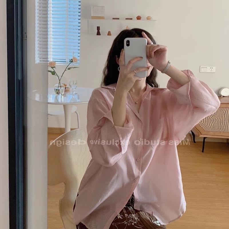 Áo Sơ Mi Chiffon Mỏng Tay Dài Màu Trắng Trong Suốt Dành Cho Nữ