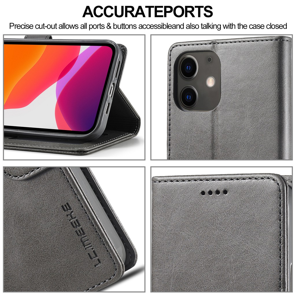 Bao da điện thoại màu trơn chất liệu da bò có ví tiền tiện dụng cho Iphone XS XR XS Max 11 11Pro max 12 12Pro max 12mini | BigBuy360 - bigbuy360.vn