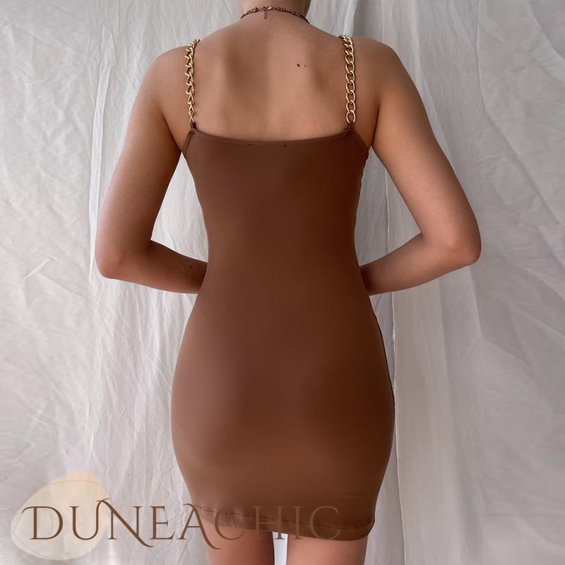 DUNEA Đầm Hai Dây Ôm Dáng Với Thiết Kế Hở Lưng Gợi Cảm Dành Cho Nữ
