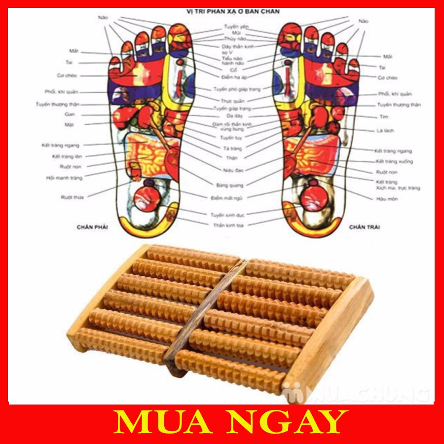 Massage chân bằng gỗ 6 hàng Lưu Thông Máu MX06