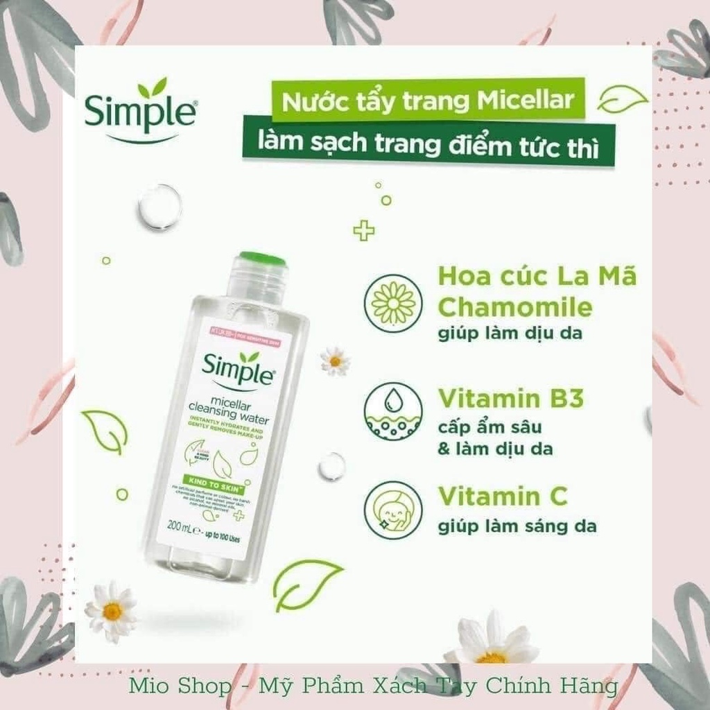 COMBO SIMPLE -lành tính sạch thoáng - cho da nhạy cảm 150ml
