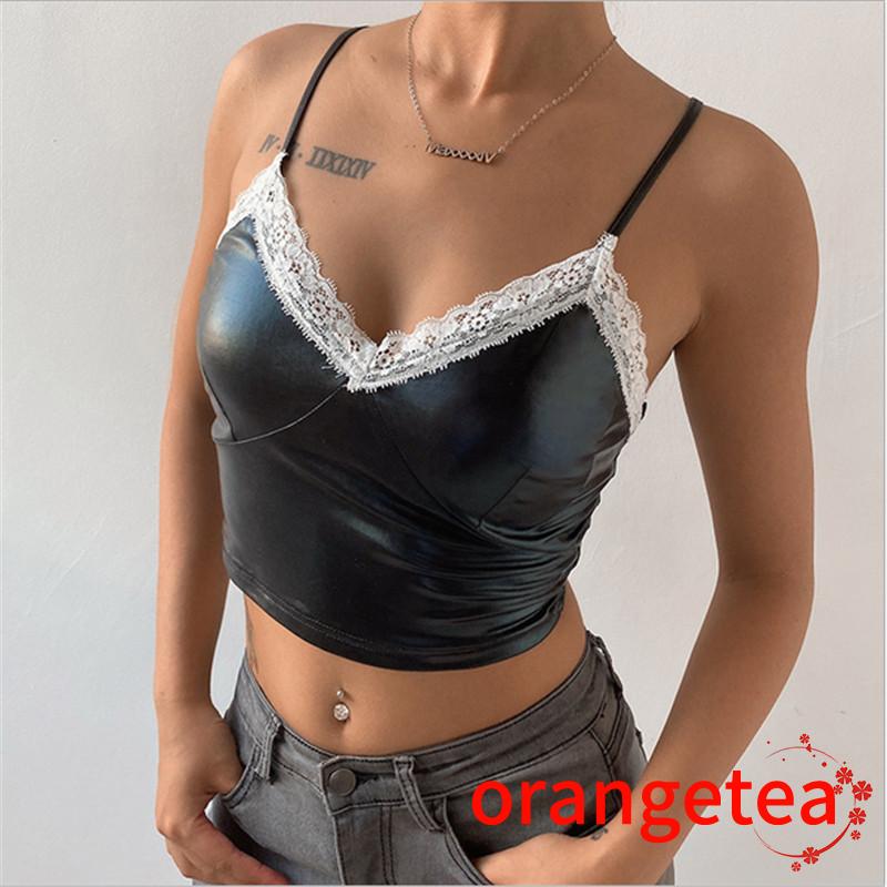 Áo Lửng Hai Dây Phối Ren Phong Cách Quyến Rũ Dành Cho Nữ