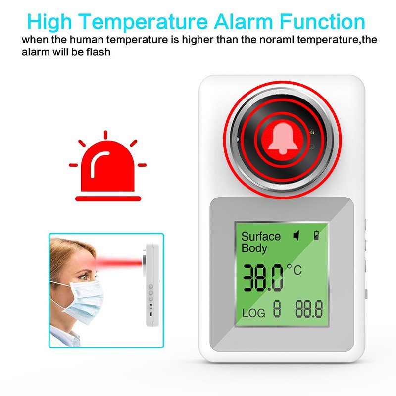 【Ready Stock】 Wall-Mounted Thermometer NonContact Infrared Automatic Sensor Body Digital Temperature Scanner with Fever Alarm 【queen2019】