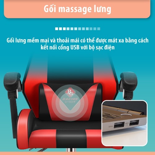 CHAIR19- Ghế livestream giá rẻ Model E05 ngả 135 độ gối MASSAGE