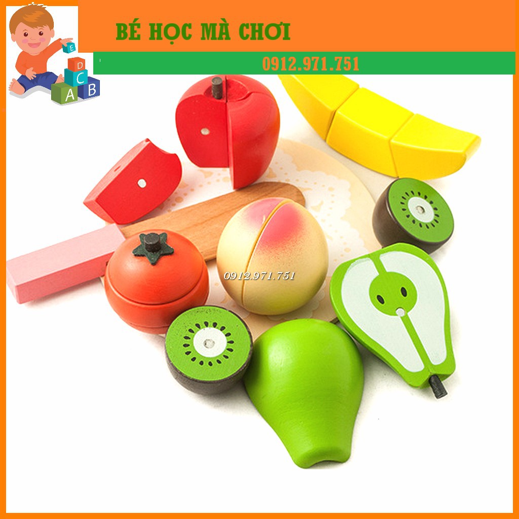 Bộ Đồ Chơi Gỗ Cắt Hoa Quả Bằng Nam Châm - Đồ Chơi Gỗ An Toàn Cho Bé