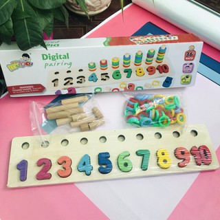 [COMBO] Đồ Chơi Gỗ MONTESSORI Số Đếm 3 Trong 1 + CON CON QUAY GỖ – Phát Triển Trí Tuệ Cho Bé Mầm Non