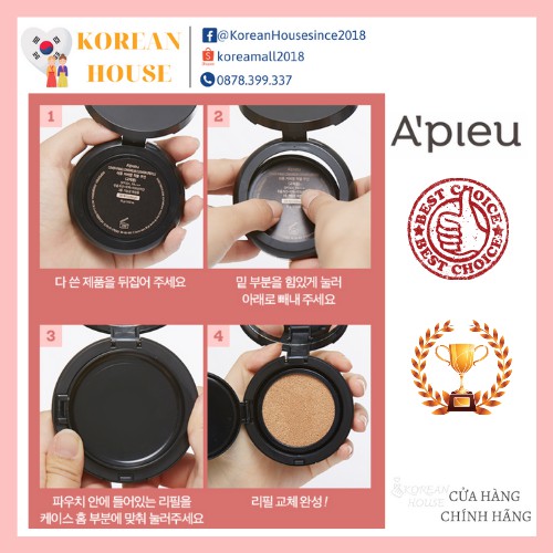 (Chính hãng) PHẤN NƯỚC KIỀM DẦU APIEU COVER PANG LONGWEAR CUSHION