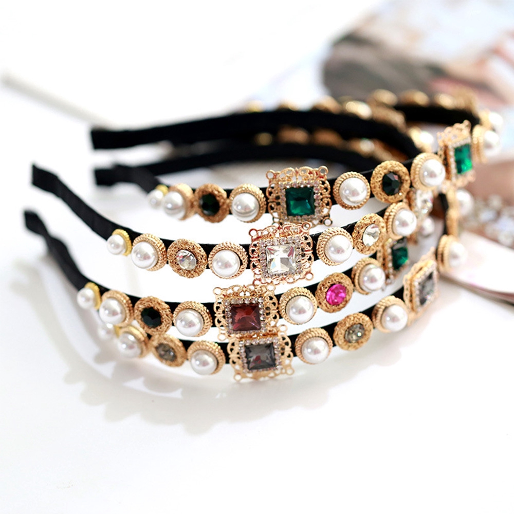 Băng Đô Cài Tóc Cô Dâu Đính Hạt Ngọc Trai Giả