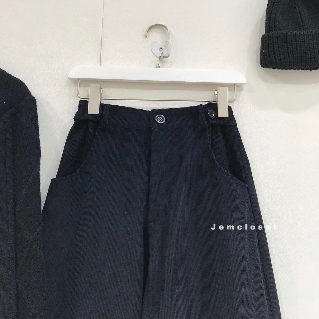 Quần Jogger Nữ Ống Rộng JEM CLOSET Bo Chân Quần Jogger Túi Hộp Nữ PELPAL Chất Nhung Gân Eo Tùy Chỉnh Form Siêu Xinh 2641