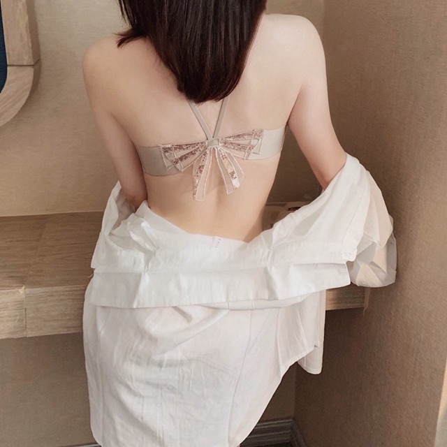 Áo Lót Su Non Cài Trước Không Gọng Phối Nơ Xinh Sau Lưng