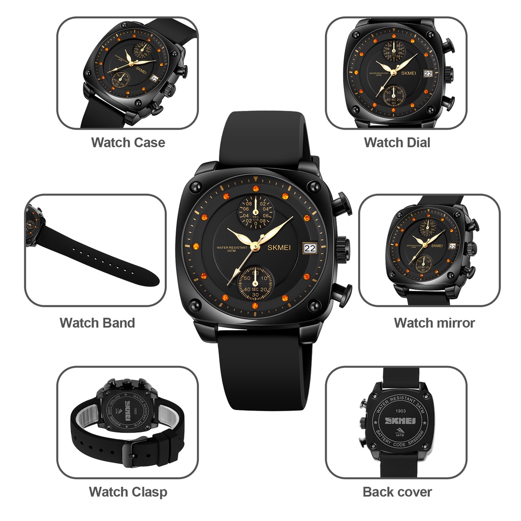 Đồng Hồ Quartz Nam Hiển Thị Ngày, Chống Thấm Nước 50m SKMEI 1903