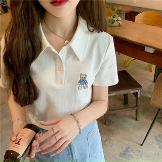(Video thật) Áo Croptop Cổ Trụ Thêu Hình