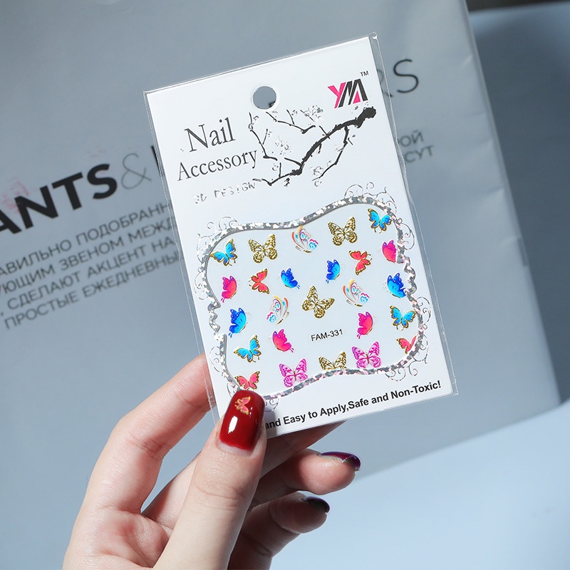 [Hàng mới về] Miếng dán móng tay họa tiết bướm phong cách ngẫu nhiên