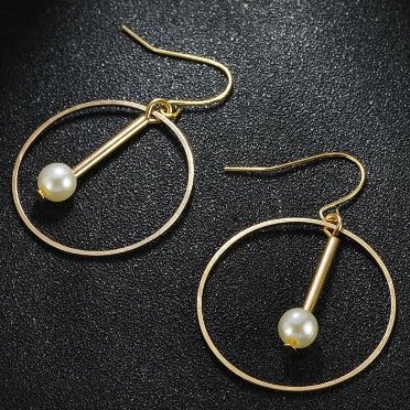 M 27 Hoa tai đính hạt nhựa dáng khuyên tròn thời thượng