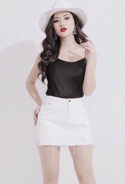 Lenkapas - Chân váy kaki lưng cao đen/trắng | BigBuy360 - bigbuy360.vn