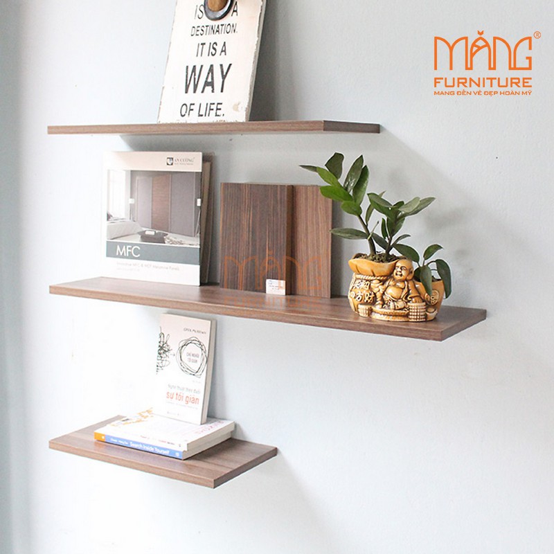 Kệ gỗ treo tường 3 thanh ngang 40,50,60 x 15 cm  KTT03