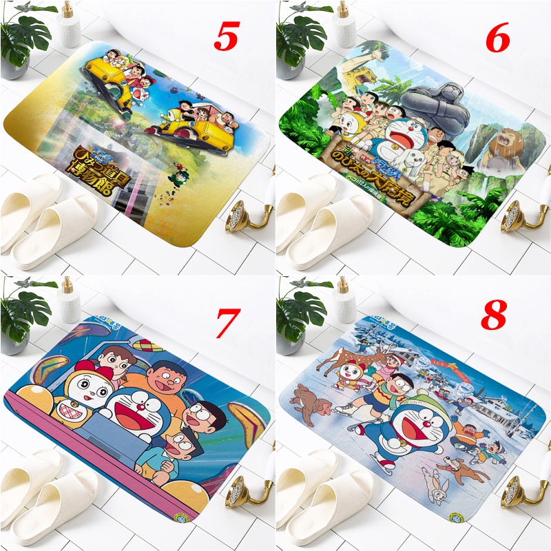 Thảm lót cửa chùi chân Chống Trượt Thấm Hút Tốt In Hình Doraemon Đáng Yêu Kích Thước 60x40cm