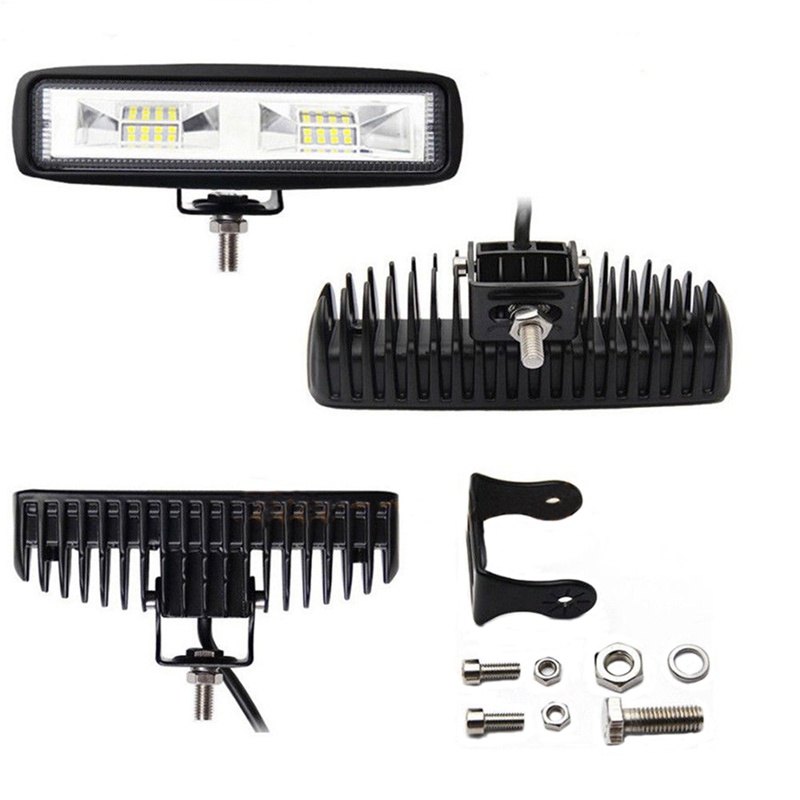 [New]2 Set Car Accessories: 1 Pcs 6 Inch 48W 16 Led Work Light Bar Flood Beam Bar & 1 Pair Car LED Light Bar Mounting Bracket