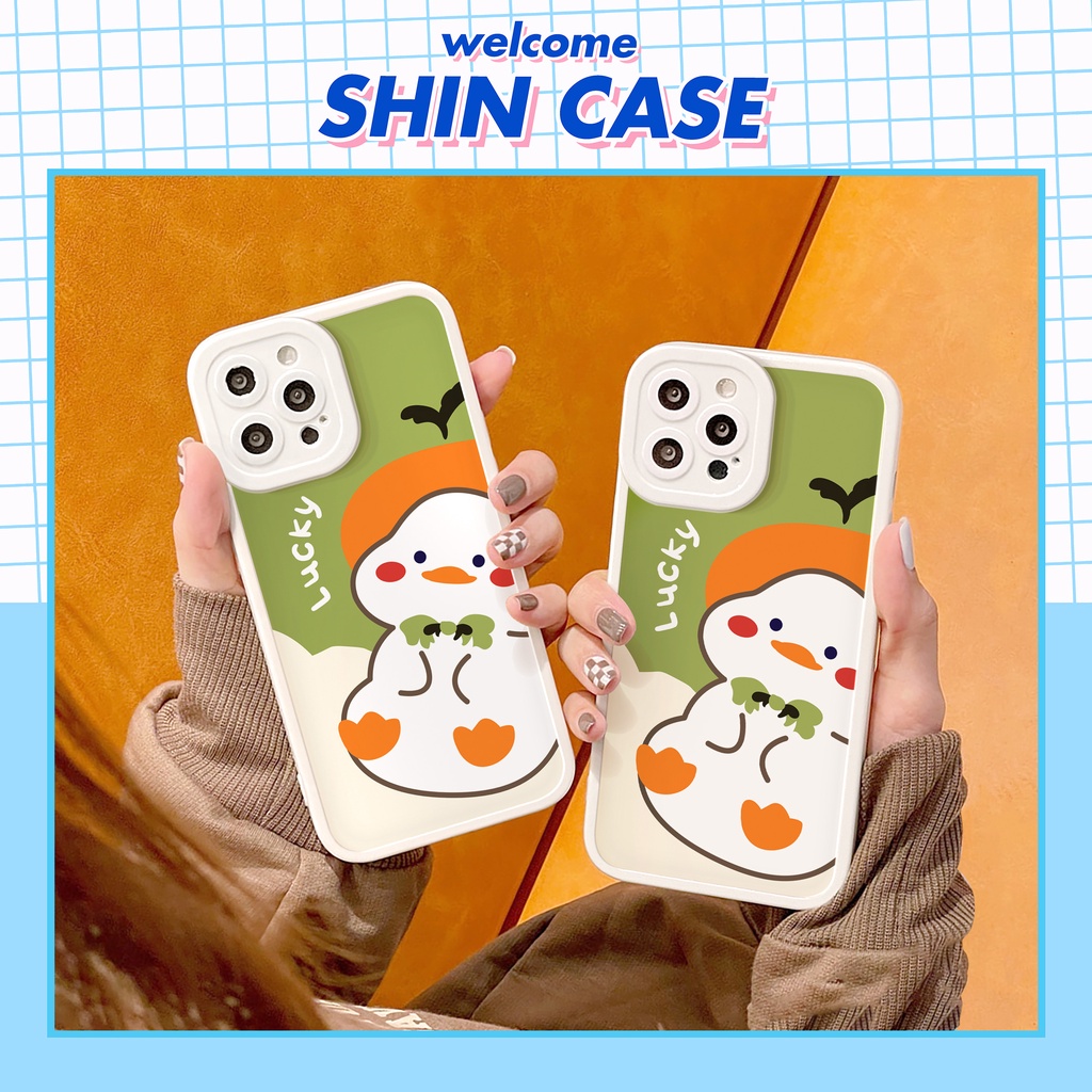 Ốp lưng iphone Vịt Cute bóng cạnh vuông 6/6plus/6s/6splus/7/7plus/8/8plus/x/xs/11/12/13/14/pro/max/promax/plus/shin/case