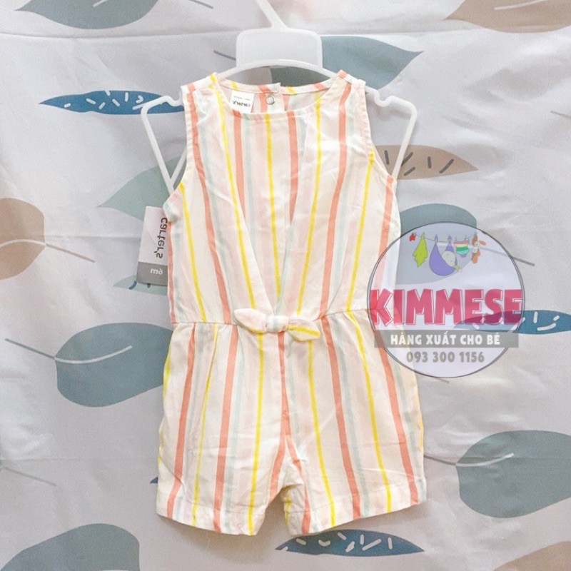 [Mã KIMFS33 Hoàn 5K Đơn 59K] Romper Bộ Body Cho Bé Cotton Kate Cter Trắng Sọc Màu Dọc Eo Không Tay - Bộ Body Cho Bé