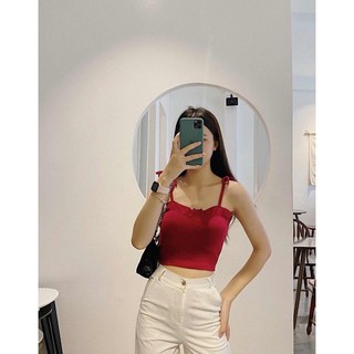 Áo crop 2 dây bèo ngực (hình thật)