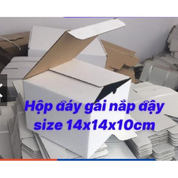 Freeship - Hộp carton nắp gài trắng - 14x14x10cm