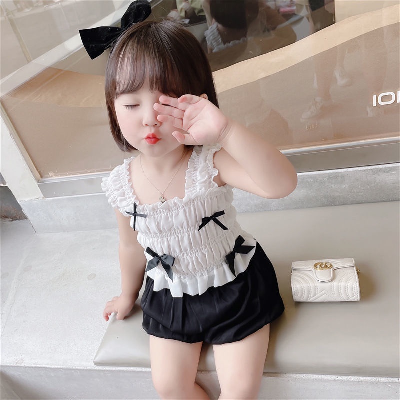 Bộ Đồ 2 Món Phong Cách Phương Tây Thời Trang Mùa Hè Hàn Quốc 2022 Mới Cho Bé Gái