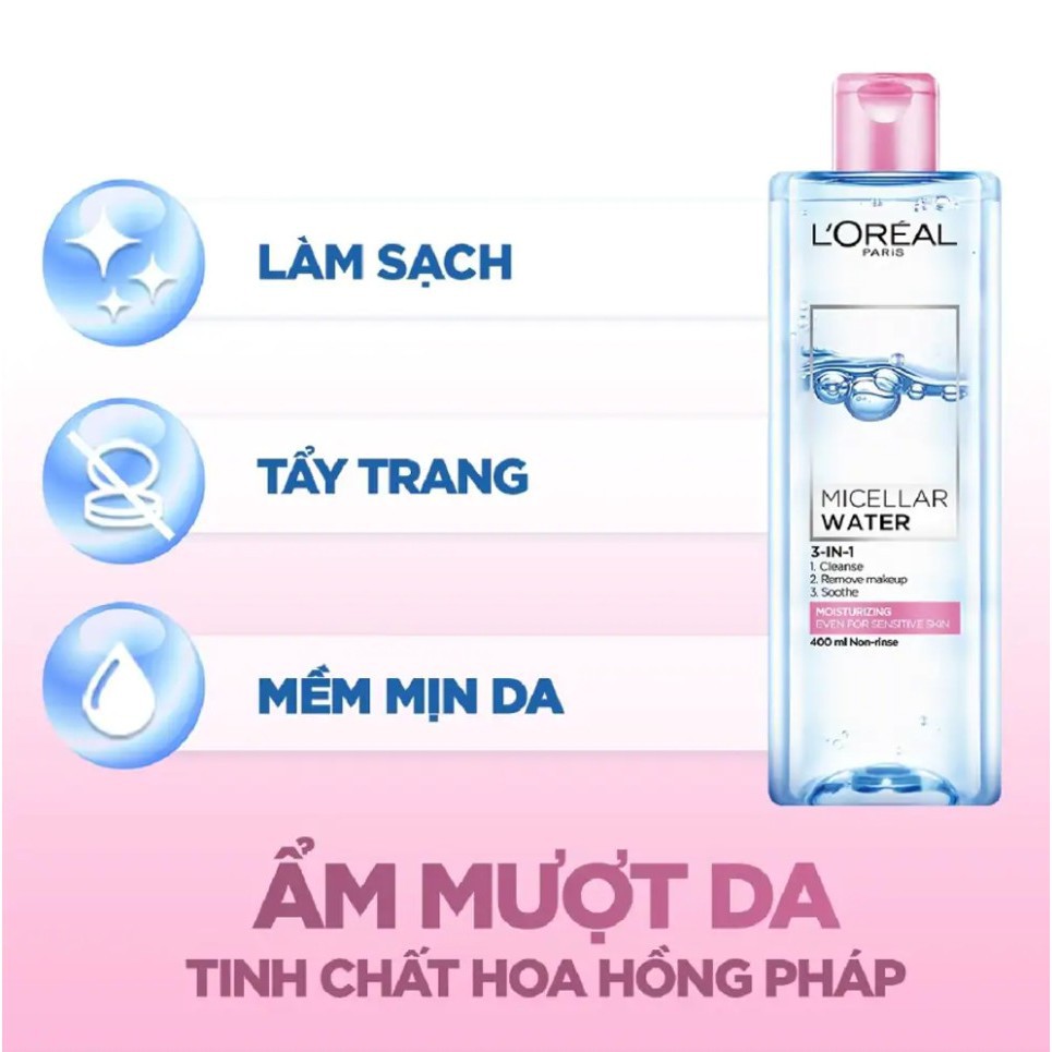 Nước tẩy trang Loreal Paris 3-in-1 Micellar Water 400ml - Mộc Diệp