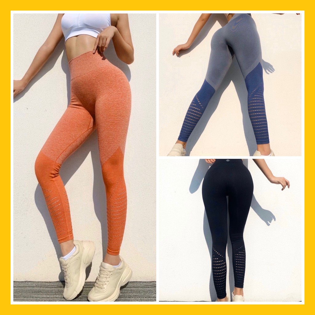 Quần Tập Gym Nữ [LEGGING] Naqi Lưới Chân Phối Màu [ĐỒ TẬP GYM NỮ]