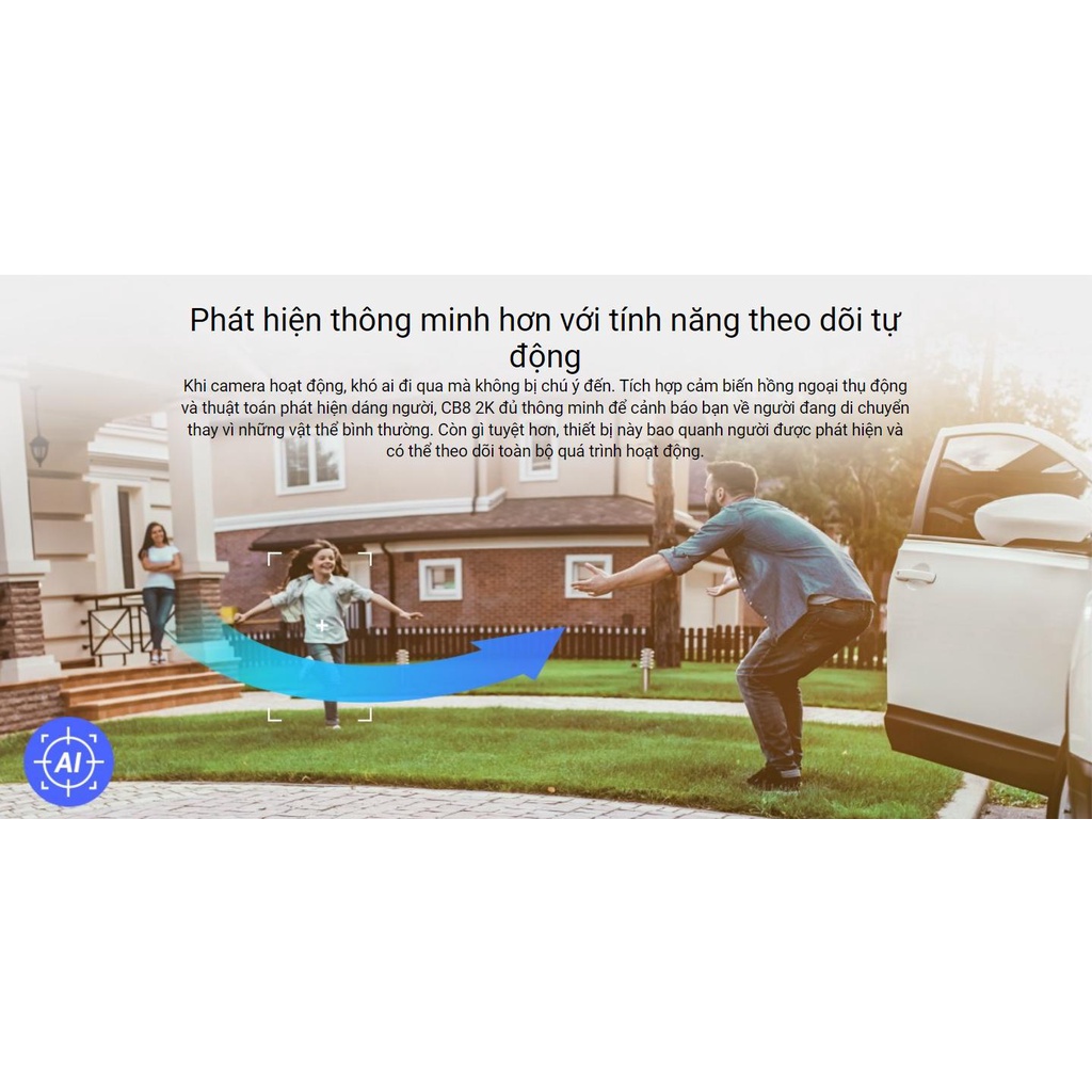 Camera WIFI ngoài trời EZVIZ CB8 3MP 2K năng lương mặt trời, có màu ban đêm - TRANGIATELECOM