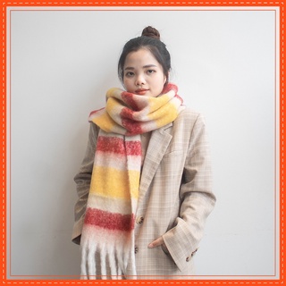 Khăn Quàng Cổ Khăn Len Nam Nữ Chất Liệu Len Bông Nhiều Màu Phong Cách Vintage Hàn Quốc