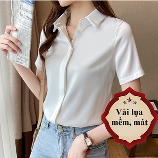 Áo sơ mi nữ vải lụa chất đẹp, Áo sơ mi công sơ nữ a10