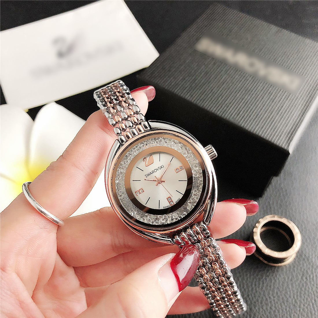 đồng hồ nữ đính đá mặt nhỏ dây kim loại chính hãng đẹp chống nước đeo tay nữ cao cấp
