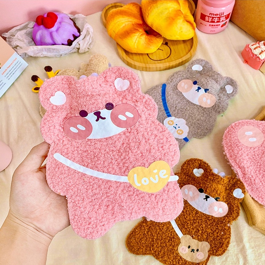 Túi Chườm Nóng Lạnh Hình Gấu Lót Lông Cừu Mềm Mại