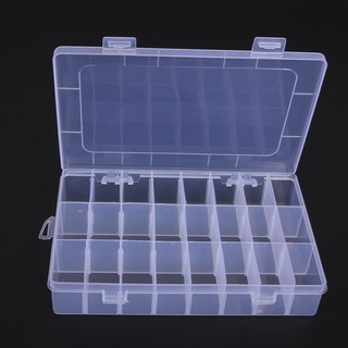 24 Compartments Plastic Jewelry Pills Box Organizer Storage Container White