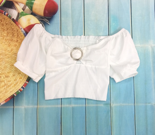 Áo croptop phối khoen có nhún lưng (hình thật chụp riêng áo)